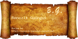 Benczik Gyöngyi névjegykártya